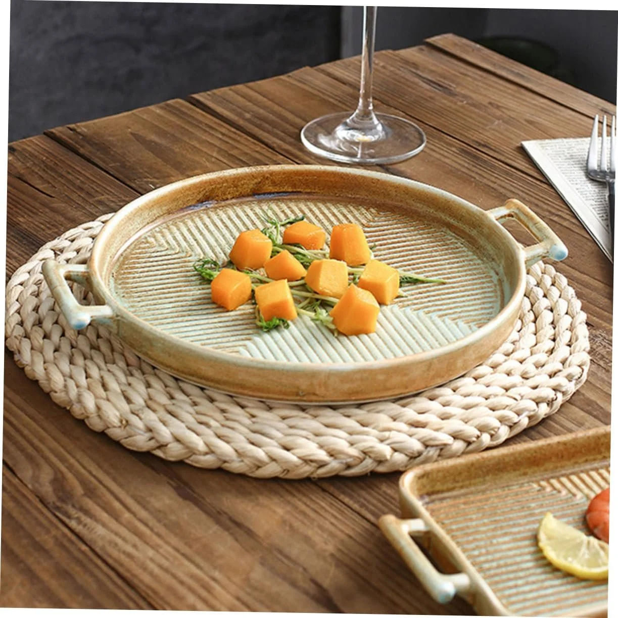 Форма для запекания TOPBATHY керамическая ретро квадратная с двойной ручкой термостойкая, фото №5