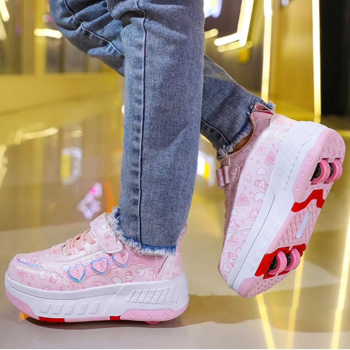 Кроссовки на колесиках для девочек и мальчиков, детские роликовые кроссовки со съемными 4 колесами, кроссовки для девочек 2-в-1, уличные кроссовки на роликах, Кроссовки для скейтборда, фото №6