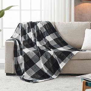 Покривало з фланелі SOCHOW 150 × 200 см, Чорно-біла в клітинку synthetic.ua - Фото 1
