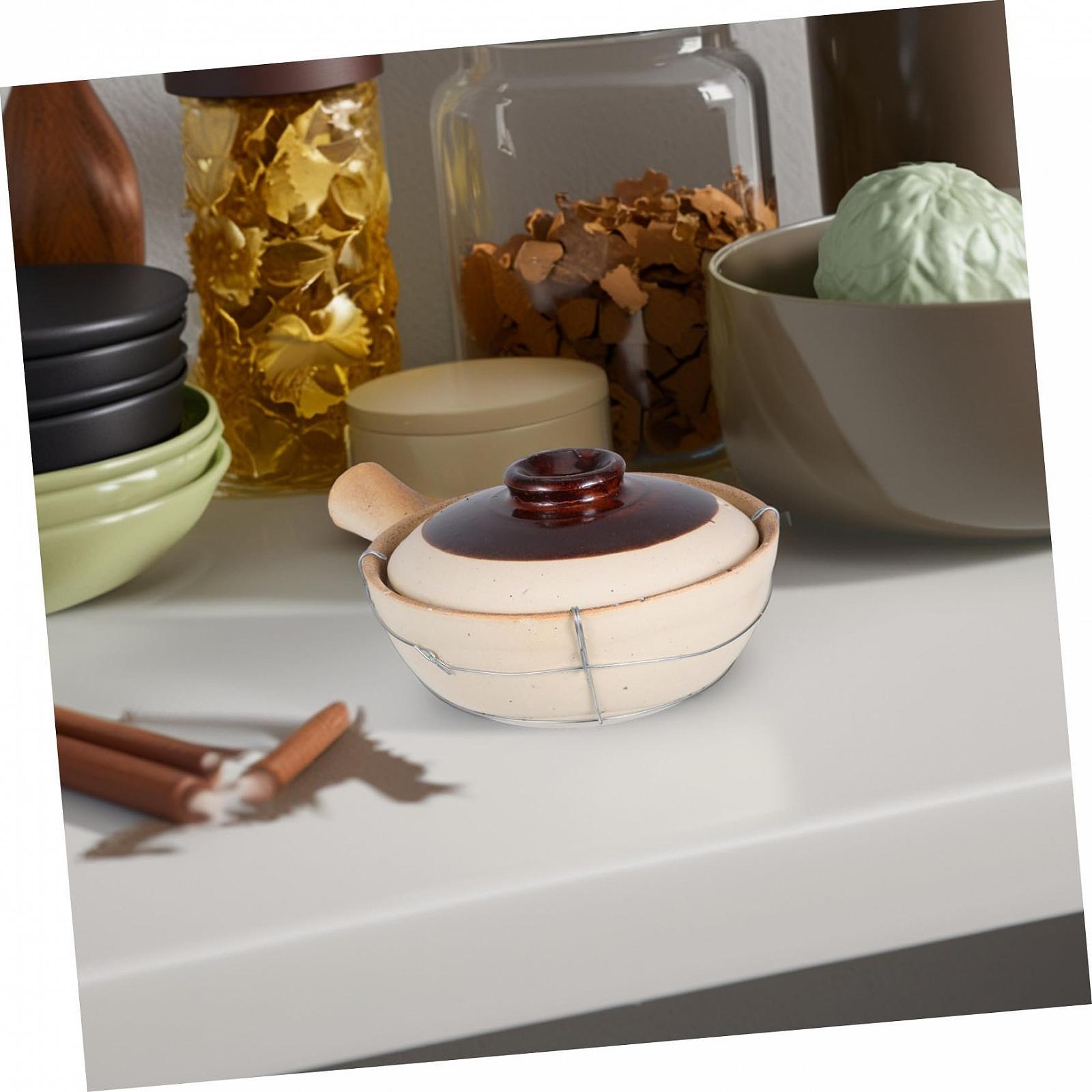 Глиняний горщик Toyvian традиційний китайський керамічний з однією ручкою та залізним дротом, фото №5