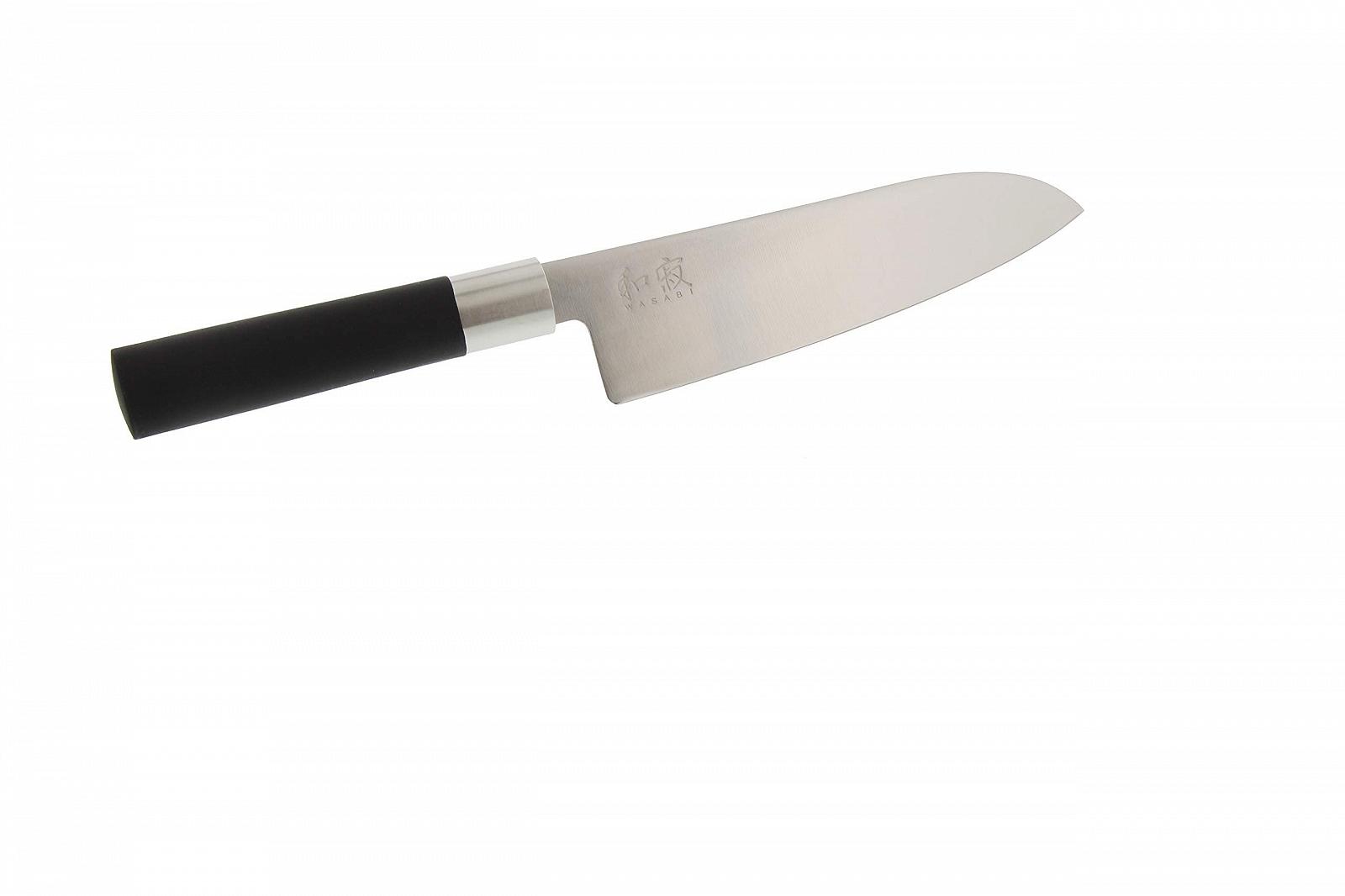 Набір ножів: Універсальний KAI Wasabi Black 10 см, Універсальний 15 см, Сантоку 16.5 см, нержавіюча сталь, чорний, фото №4
