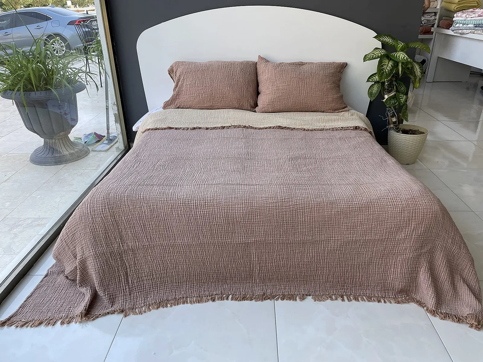 Муслінове покривало BONPERLA 100% бавовна 4 шари Коричневий (Стандартні наволочки 50x70 см), фото №2 Муслінове покривало BONPERLA 100% бавовна 4 шари Коричневий (Стандартні наволочки 50x70 см), фото №2