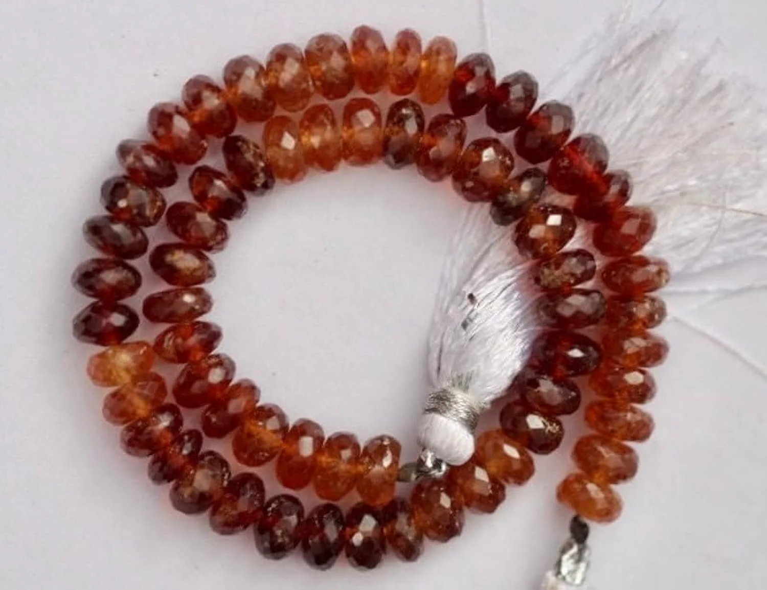 Намистини з натурального каменю гесоніту, рондель, ограновані, 7 мм, нитка довжиною 20 см, для намиста, браслета, фото №1