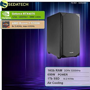 Стаціонарний Sedatech Silent Gaming PC AMD Ryzen 7 5700X Geforce RTX4070 16ГБ RAM 1ТБ SSD M.2 WLAN Без ОС synthetic.ua - Фото 1