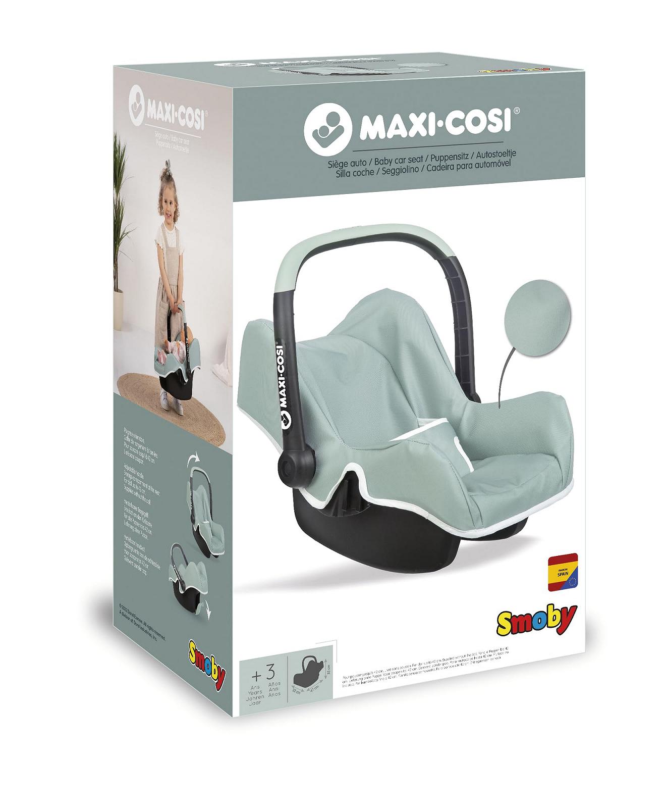 Дитяче автокрісло Smoby Maxi-Cosi з ручкою для перенесення для ляльок до 42 см зелений, фото №4