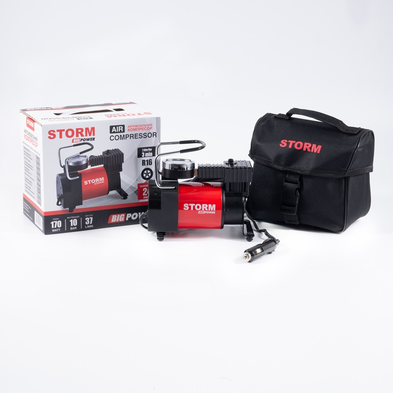 Автокомпрессор для шин в прикуриватель STORM Big Power 20300 10 атм 37 л/мин 170 Вт, фото №1