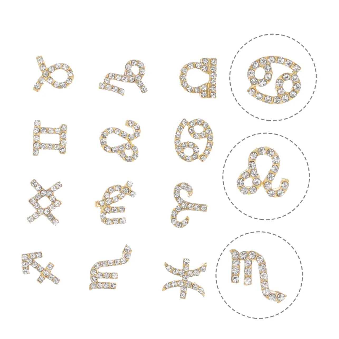 Шармы для ногтей Healeved 3 набора сплав 12 созвездий украшения со стразами для маникюра шт. * 3, фото №5