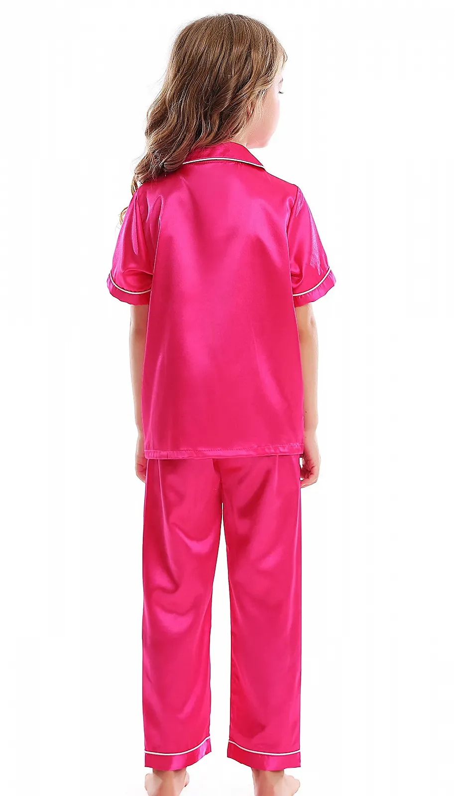 Комплект пижамы Horcute: топ с короткими рукавами и длинные штаны, атласный, фото №5 Комплект пижамы Horcute: топ с короткими рукавами и длинные штаны, атласный, фото №5