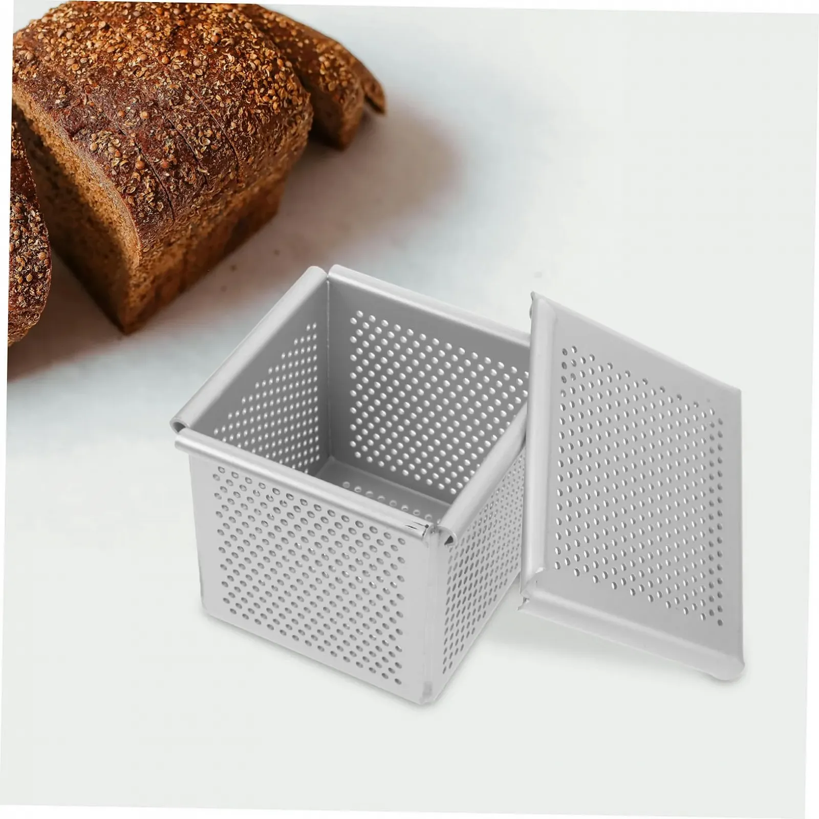 Форма для хлеба алюминиевая мини квадратная с крышкой антипригарная, фото №6