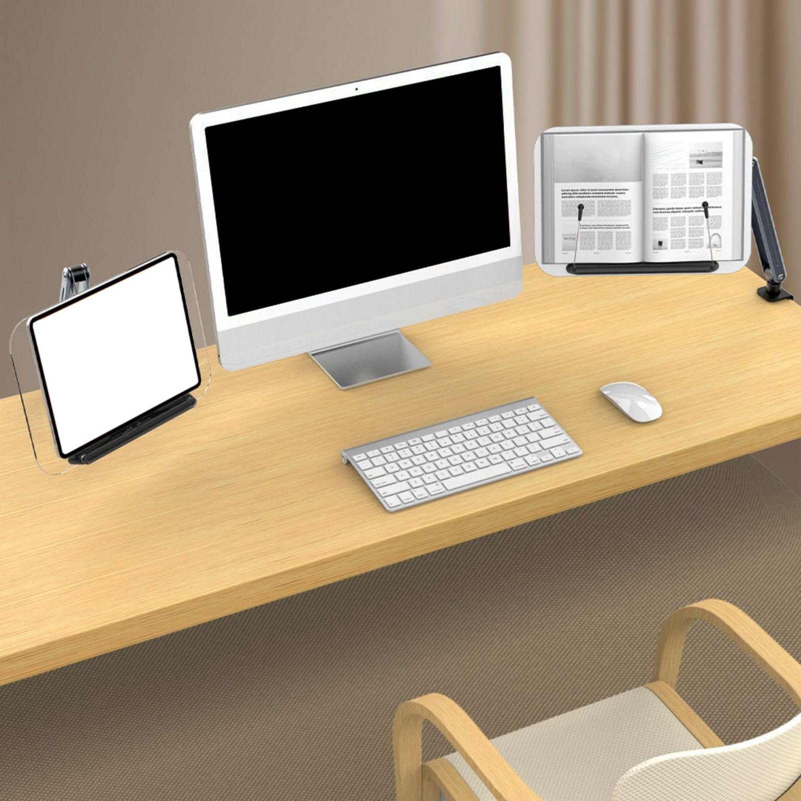 Кріплення для ноутбука з поворотною консоллю, регульоване, ергономічне, для читання, з кліпсою для планшетів і ноутбуків, з надійним затискачем, фото №6