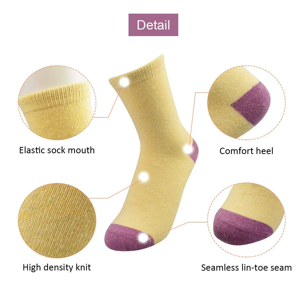 Жіночі вовняні шкарпетки La Dearchuu, теплі, 5 пар, дихаючі, розмір 35-40, фото №3