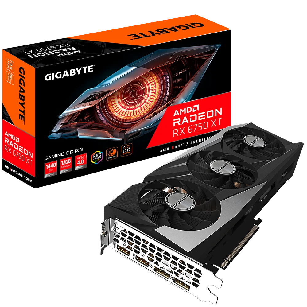 Відеокарта GIGABYTE Radeon RX 6750 XT GAMING OC / 12GB GDDR6 / 192 Bit / 3x DisplayPort & HDMI, фото №1 Відеокарта GIGABYTE Radeon RX 6750 XT GAMING OC / 12GB GDDR6 / 192 Bit / 3x DisplayPort & HDMI, фото №1