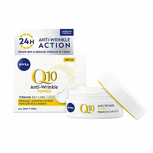 Денний крем Nivea Q10 Power Anti-Ageing Firming SPF15 24 Hours Moisture з креатином та коензимом Q10 3 x 50 мл ціна на synthetic.ua - Фото 1 Денний крем Nivea Q10 Power Anti-Ageing Firming SPF15 24 Hours Moisture з креатином та коензимом Q10 3 x 50 мл synthetic.ua - Фото 1