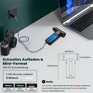 Електрична повітродувка Металевий корпус 150000 RPM 3 швидкості Бездротова synthetic.ua - Фото 1