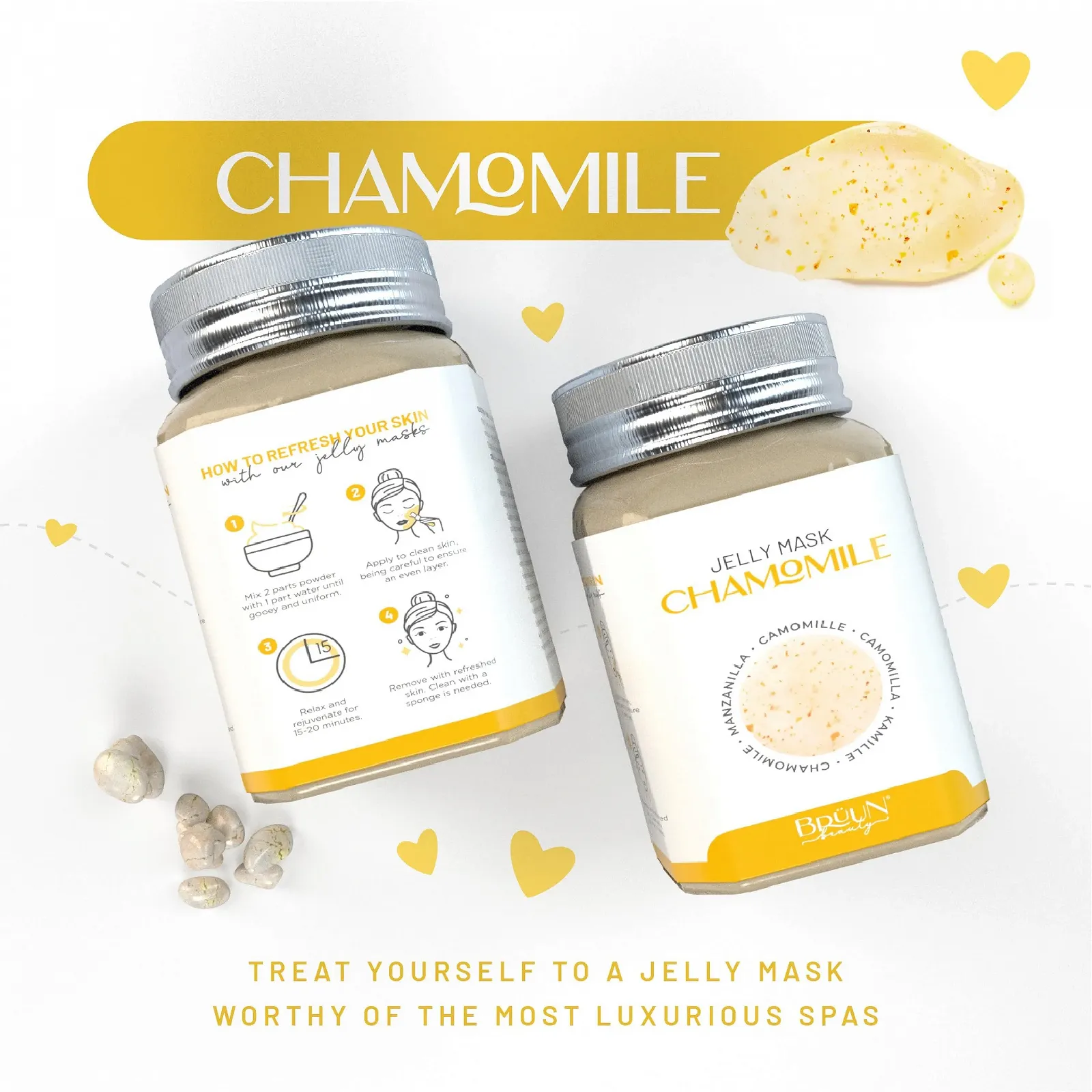 Маска для лица BRÜUN Peel-Off Chamomile Jelly Mask - 680 мл Банка резиновой маски для 30-35 процедур - Увлажняющая гелевая маска для ухода за кожей для мужчин, женщин и взрослых, фото №5