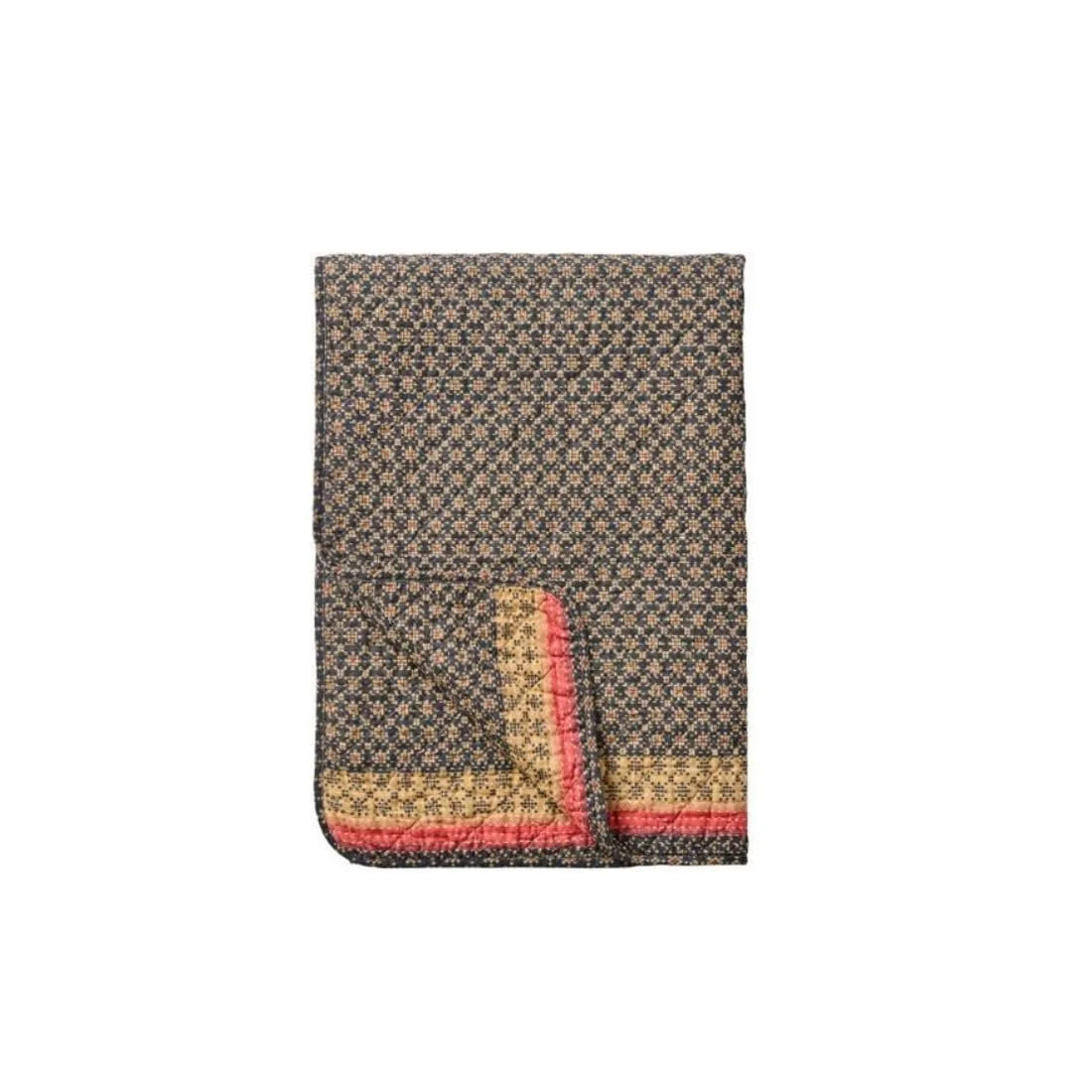 Покривало IB Laursen Темно-синій з рожевим та натуральним візерунком з прямокутними краями Ш: 130 Д: 180, фото №1 Покривало IB Laursen Темно-синій з рожевим та натуральним візерунком з прямокутними краями Ш: 130 Д: 180, фото №1