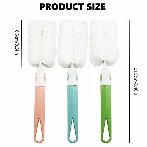 Щітки-губки для пляшок з довгою ручкою 23 x 5 см 3 шт Blue, Green, Pink synthetic.ua - Фото 1