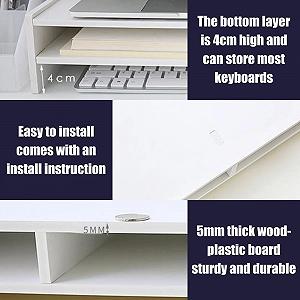 Деревянная Подставка для монитора 2 уровня для столов, Эргономичная Подставка-подъемник для компьютерного монитора с местом для хранения Ноутбука Компьютера iMac ПК Принтера (49 x 20 x 10 см) synthetic.ua - Фото 1