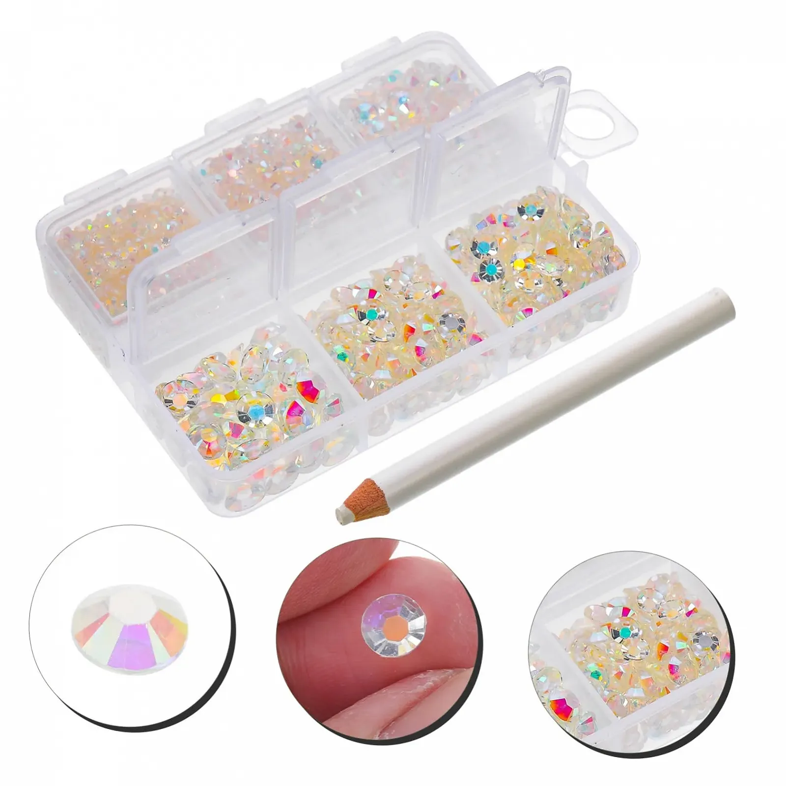 Стразы Смола Плоская задняя часть Для украшения ногтей Самоклеящиеся AB-цвета Для маникюра и рукоделия, фото №9