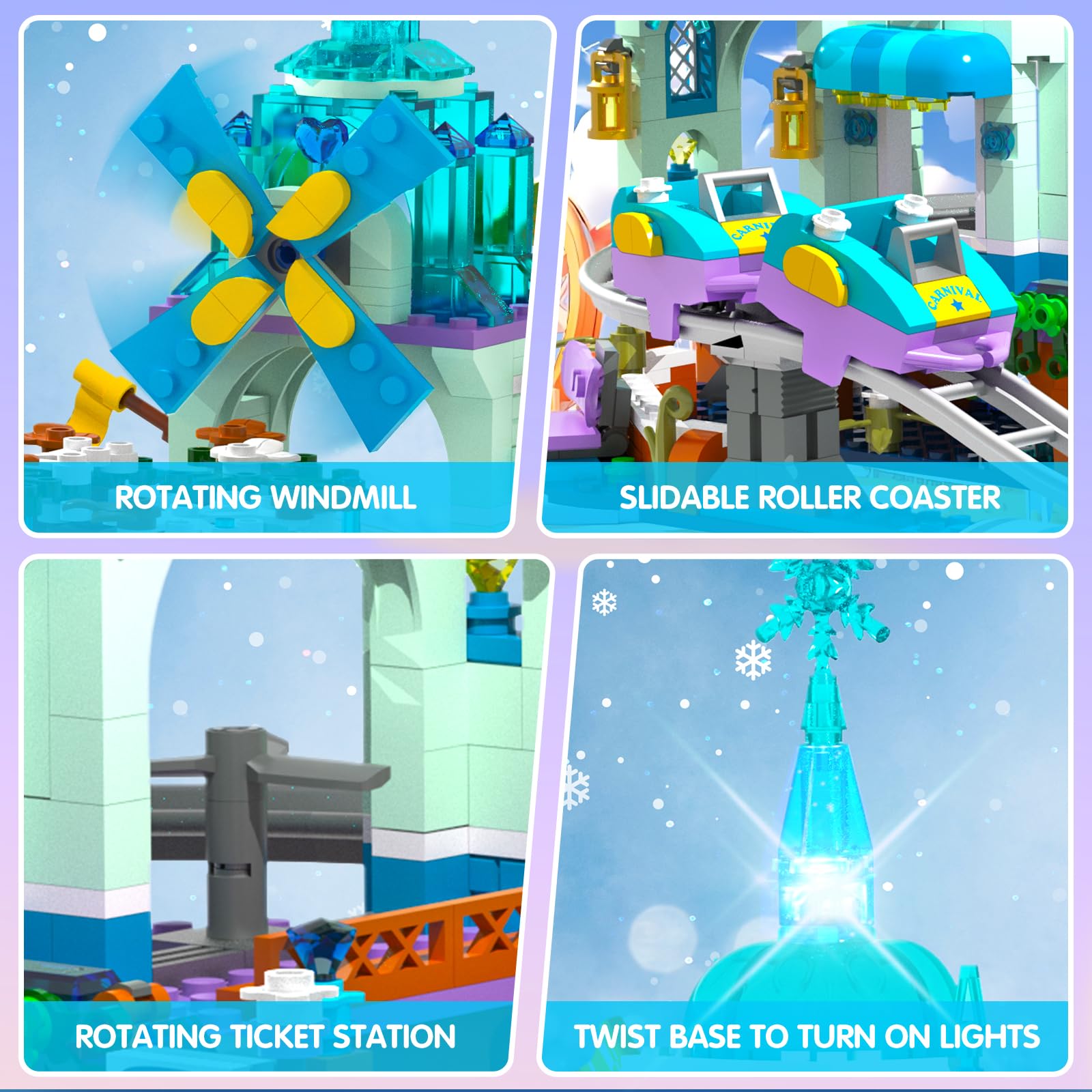 Конструктор CUBIMANA Frozen Roller Coaster с LED-подсветкой 837 деталей, фото №5