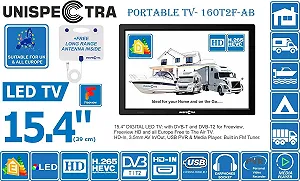 Телевизор портативный 16" Unispectra 160T2F-AB / HD / 60 Гц / LED /  T2 synthetic.ua - Фото 1