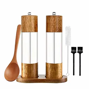 Набір ручних млинків для спецій Регульована грубість помелу Сіль та перець Прозорий акрил - Фото 1