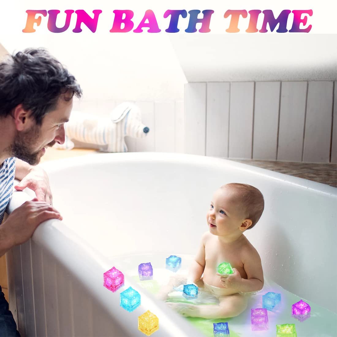 Игрушка для ванны LED Ледяные Кубики 12 штук, фото №1