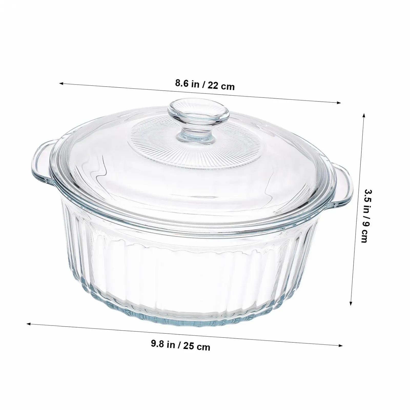 Форма для запекания SOIMISS круглая с крышкой боросиликатное стекло термостойкая прозрачная, фото №6