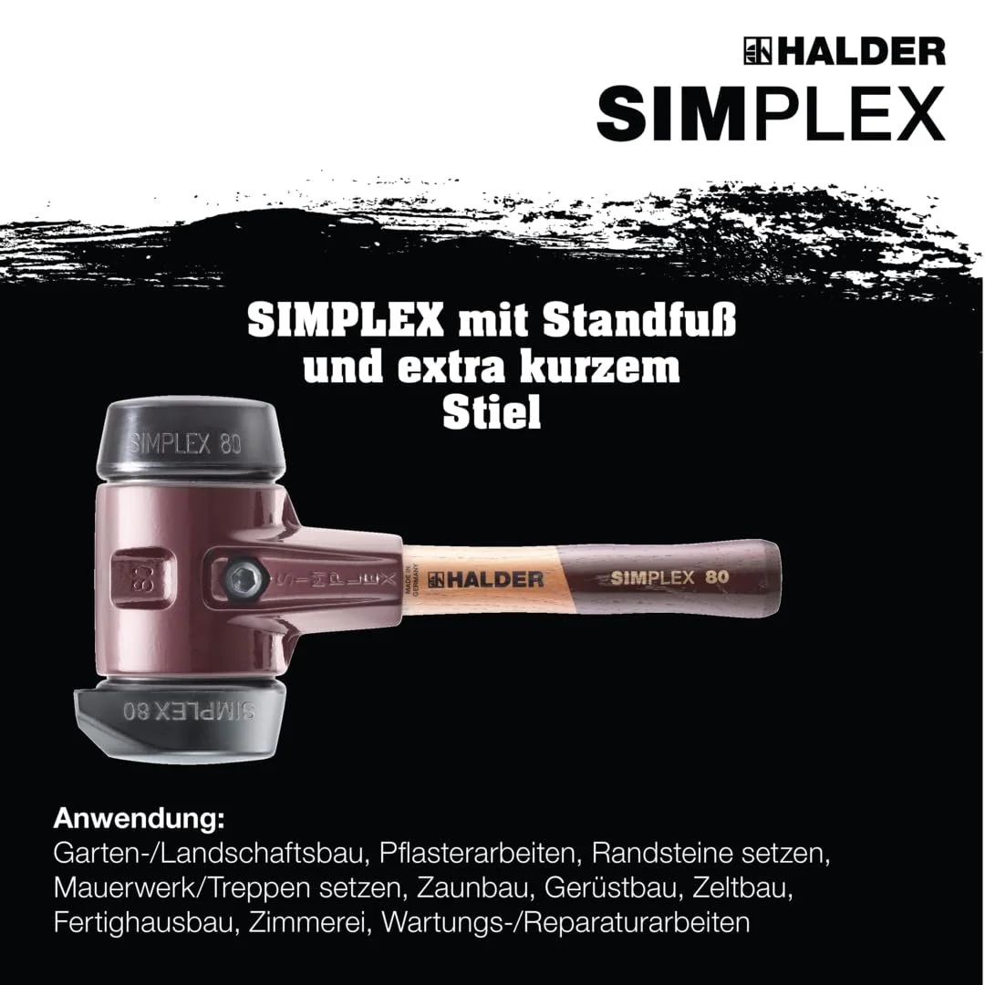 Молоток з м'яким бойком Simplex 3022.282 гумова суміш з основою корпус з ковкого чавуну коротка дерев'яна рукоятка, фото №5 Молоток з м'яким бойком Simplex 3022.282 гумова суміш з основою корпус з ковкого чавуну коротка дерев'яна рукоятка, фото №5