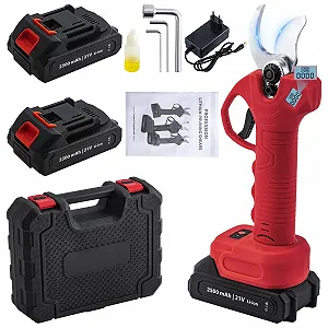 Секатор акумуляторний CHANGEMOORE 21 V з 2 акумуляторами 2,5 А·год, зарядним пристроєм, 8 годинами роботи, штанговий сучкоріз 28 мм з РК-дисплеєм, для саду, гілок і фруктових садів - Фото 1