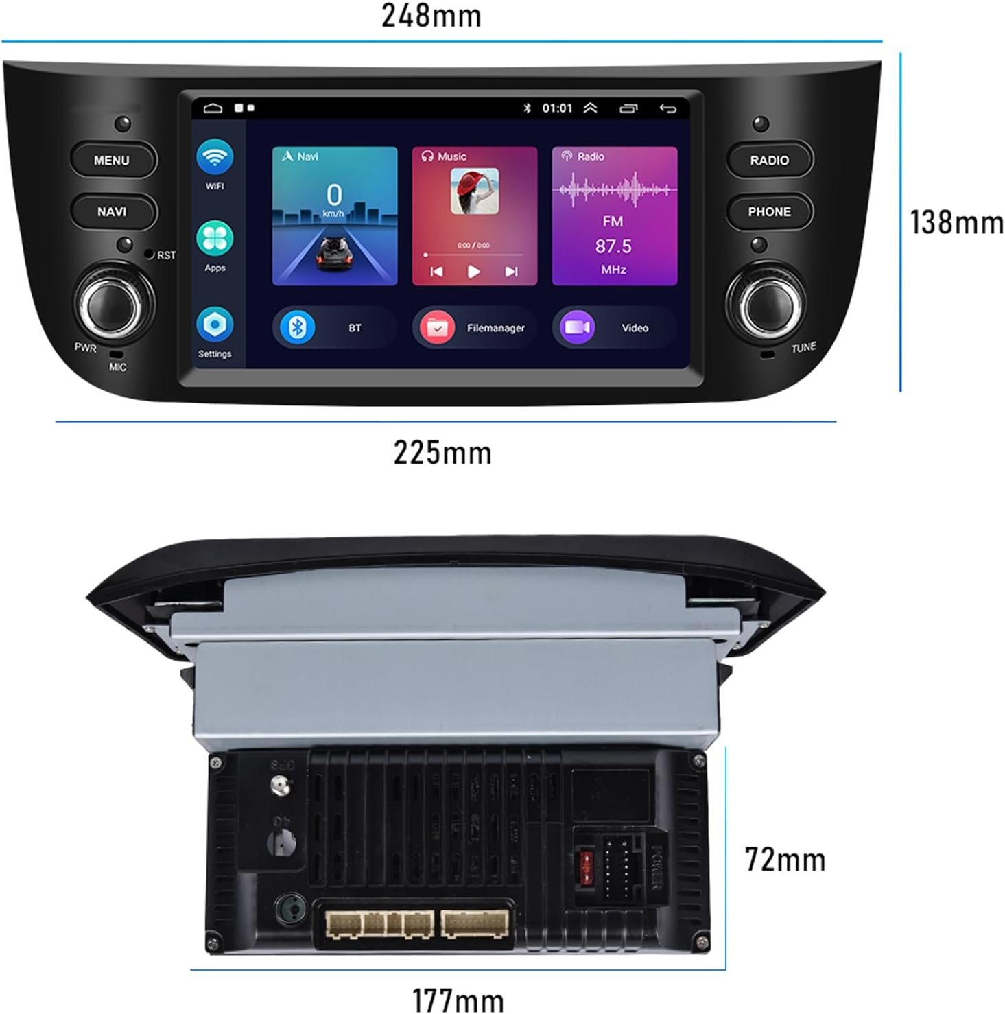 Штатная автомагнитола GOFORJUMP для FIAT Punto / 7" / Сенсорная / 1/32Гб / Android 13 / Apple CarPlay / Android Auto / Bluetooth / WI-FI / GPS / USB, фото №9