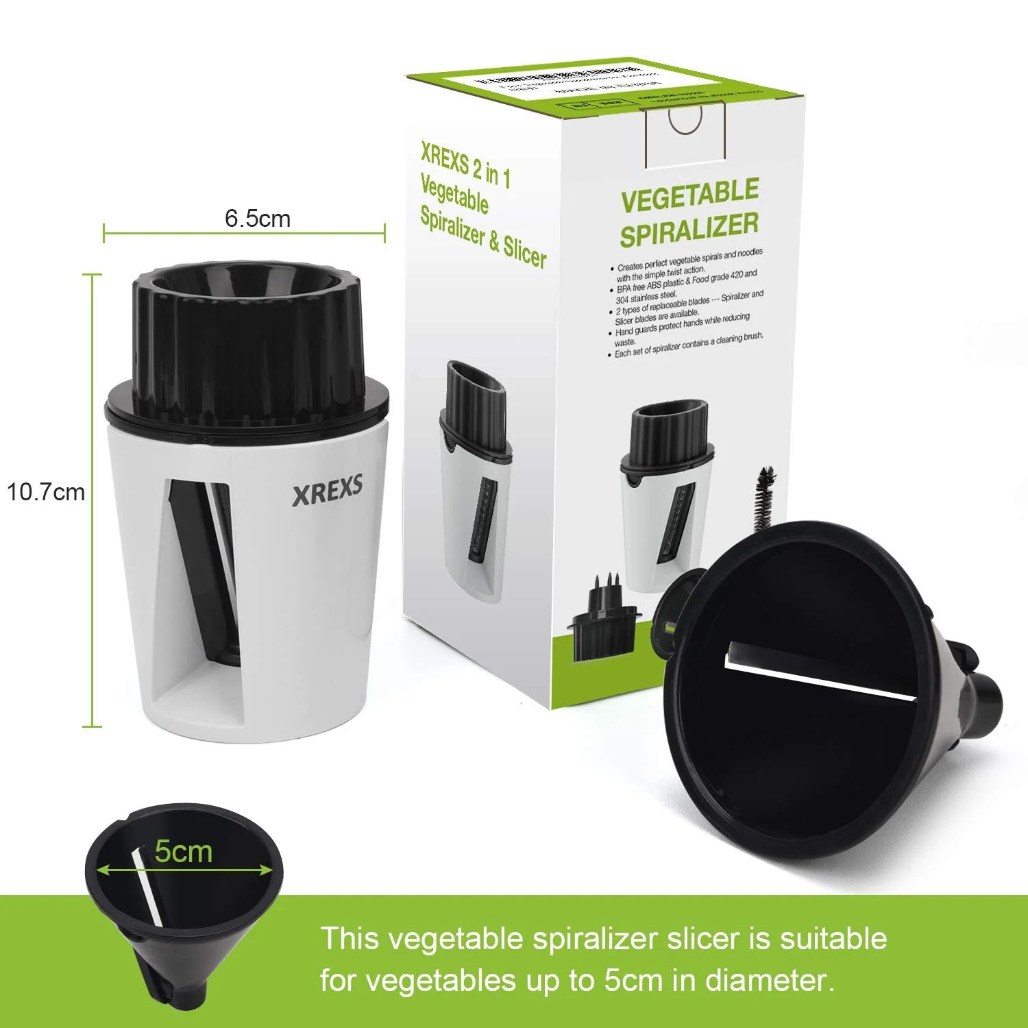 Спіральний овочеріз XREXS ручний для овочевих спагеті, 2 в 1, фото №2