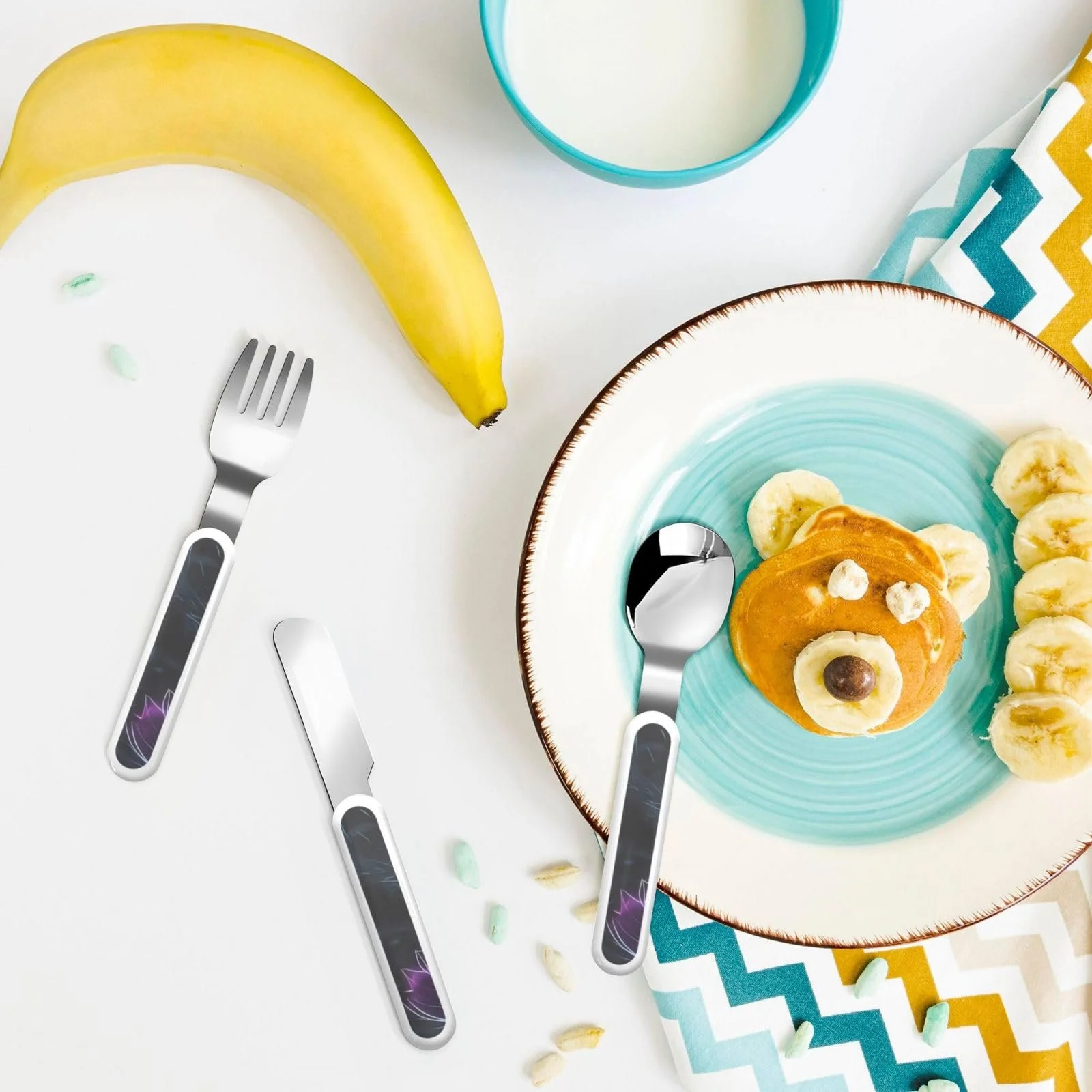 Дитячий набір Black Mystery з принтом, три предмети, багаторазовий, фото №6 Дитячий набір Black Mystery з принтом, три предмети, багаторазовий, фото №6