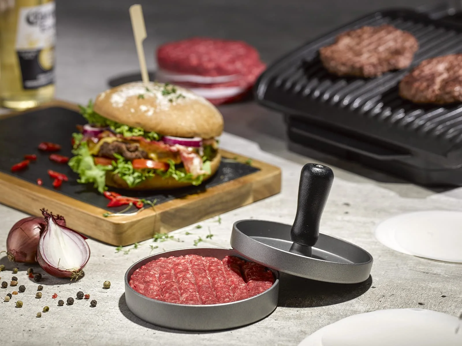 Пресс для бургеров Buddy's BBQ алюминиевый 12 см с антипригарным покрытием и 100 листами бумаги, фото №4