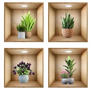 Наклейки на стіну Рослини в горщиках 3D Вінілові 8 шт. synthetic.ua - Фото 1