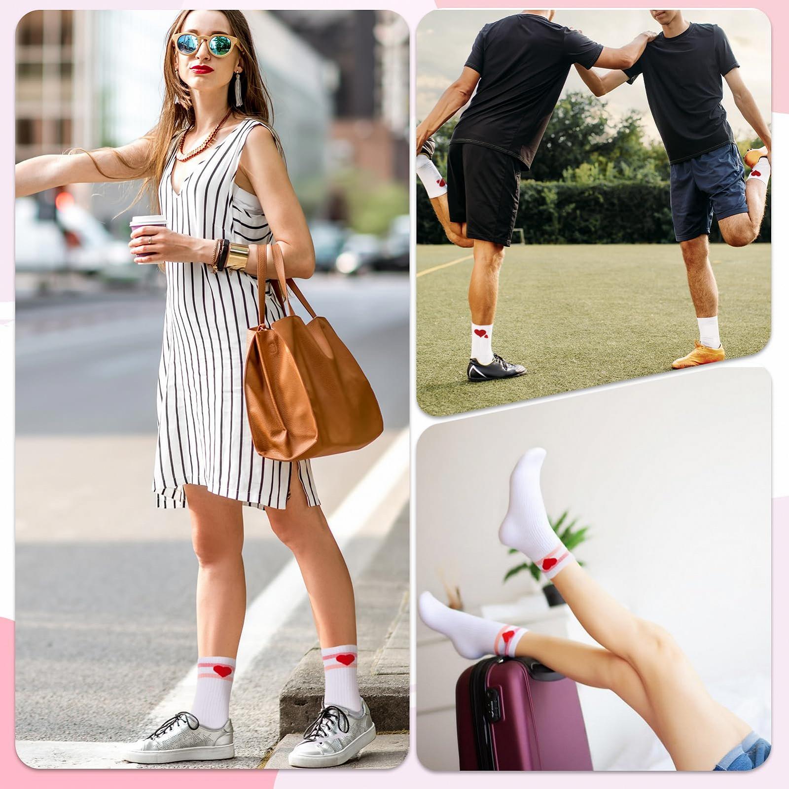 Теннисные носки 5 пар Женские 39-42 Спортивные носки с сердечками Дышащие хлопковые носки, фото №7