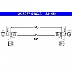 Тормозной шланг ATE 24.5237-0183.3 для SKODA VAG, задний мост - Фото 1