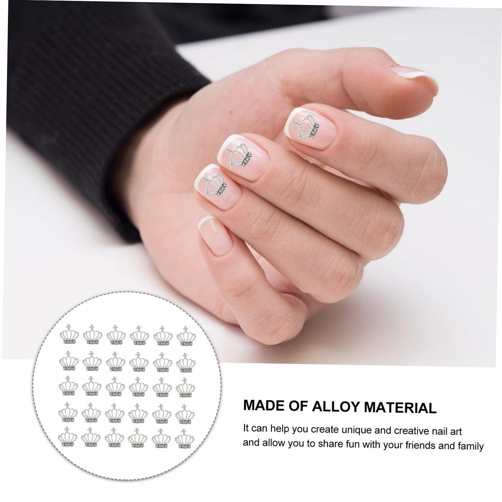 Наклейки для ногтей из сплава FRCOLOR 30 штук, корона, хрустальные камни, уникальный дизайн, фото №4