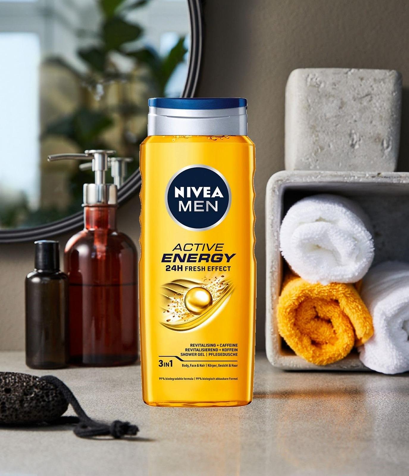 Гель для душа NIVEA MEN Active Energy 3-in-1 Energising с кофеином 500 мл, фото №3