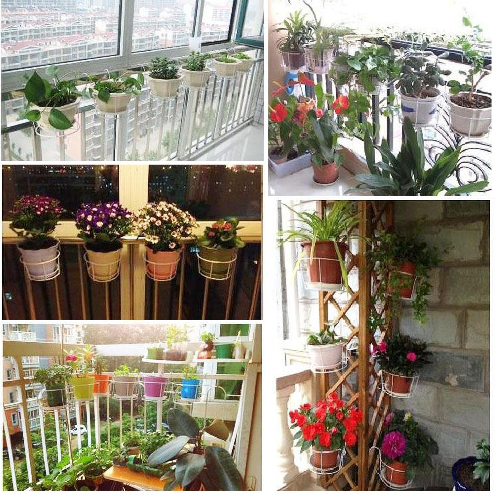 Тримач для квіткових горщиків на перила круглий 4 шт білий, фото №4