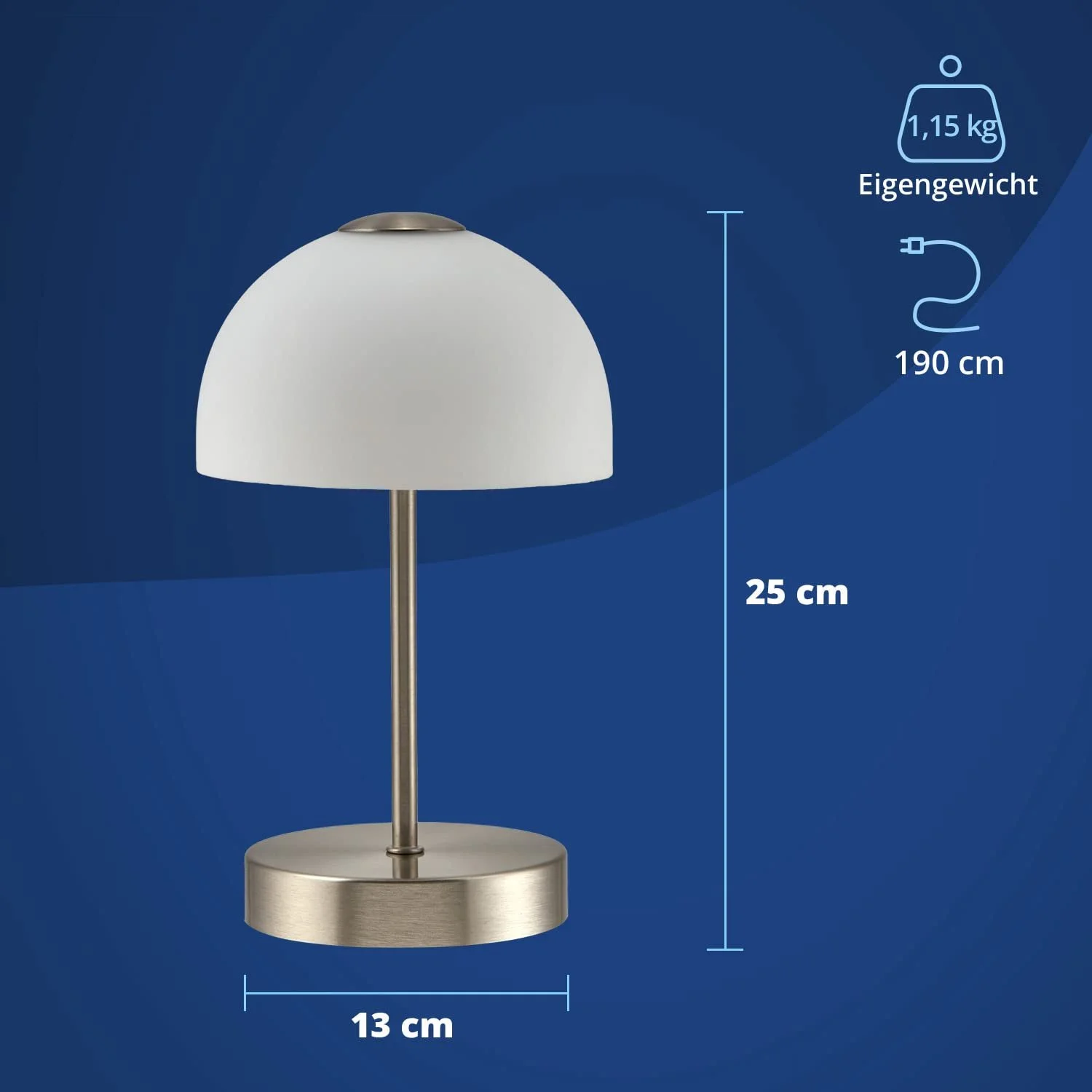 Настільна лампа KHG LED Сенсорний диммер 3000K 420 лм 5 Вт Висота 25 см, фото №7