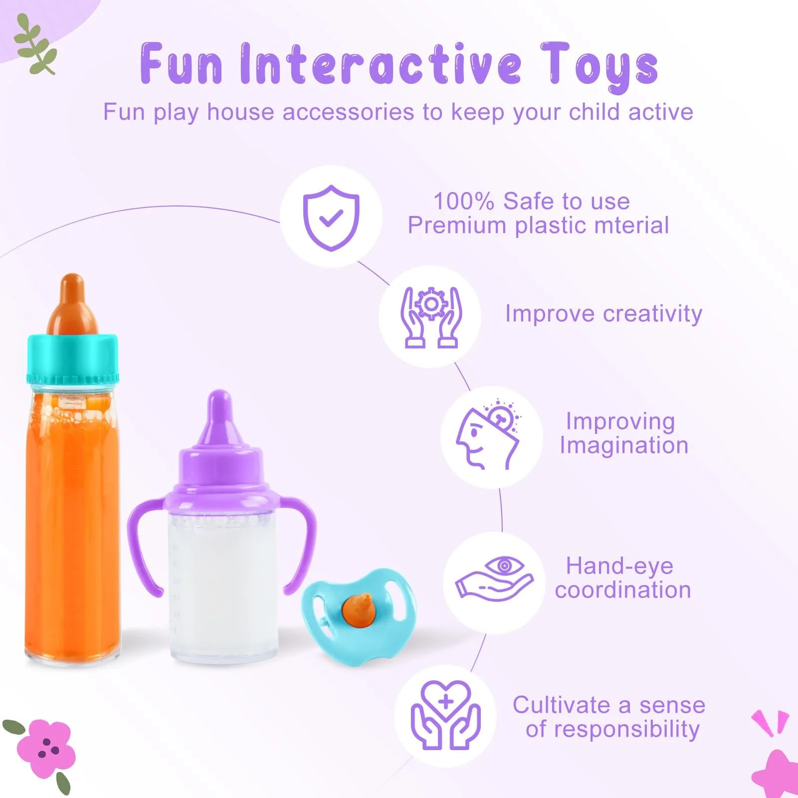 Чарівна пляшечка 2 шт з ляльковою пустушкою, фото №4