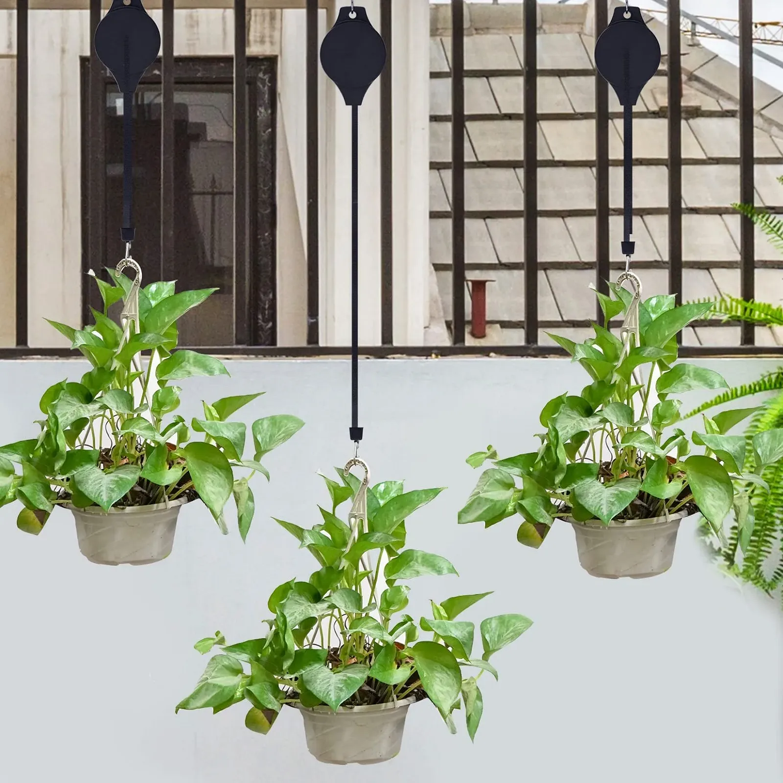 Роликові підвіси для рослин baotongle Pack of 4 Black, фото №7 Роликові підвіси для рослин baotongle Pack of 4 Black, фото №7