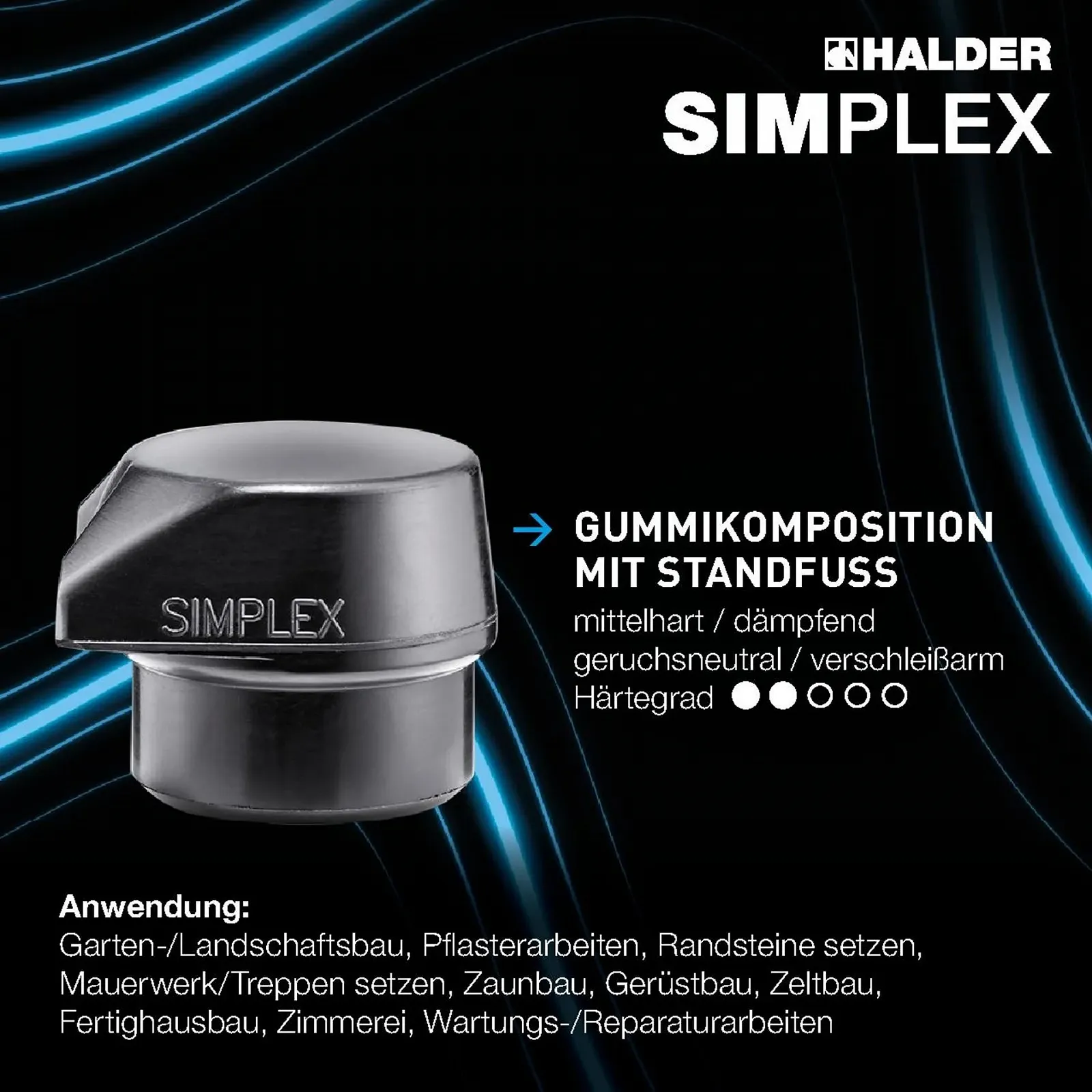 М'який молоток Simplex 3023.260 Гумовий склад/TPE Корпус із ковкого чавуну Дерев'яна ручка 60 мм, фото №7