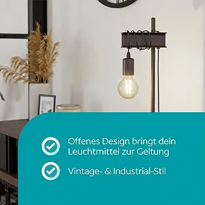 Настольная лампа EGLO Townshend 4 Vintage Industrial Metal Antique Brown E27 synthetic.ua - Фото 1