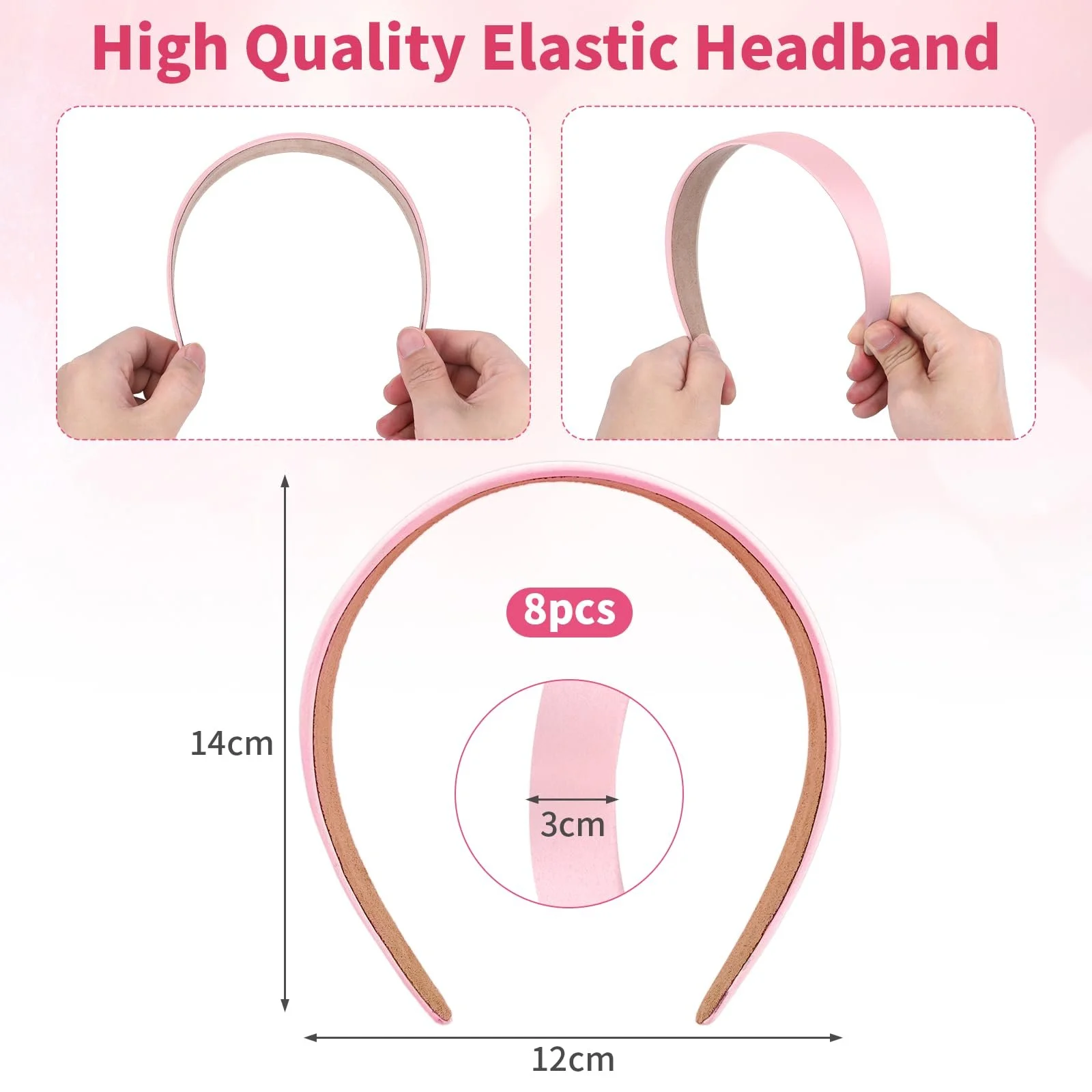 Обруч для волосся Жіночий Широкий з сатиновим покриттям, фото №2