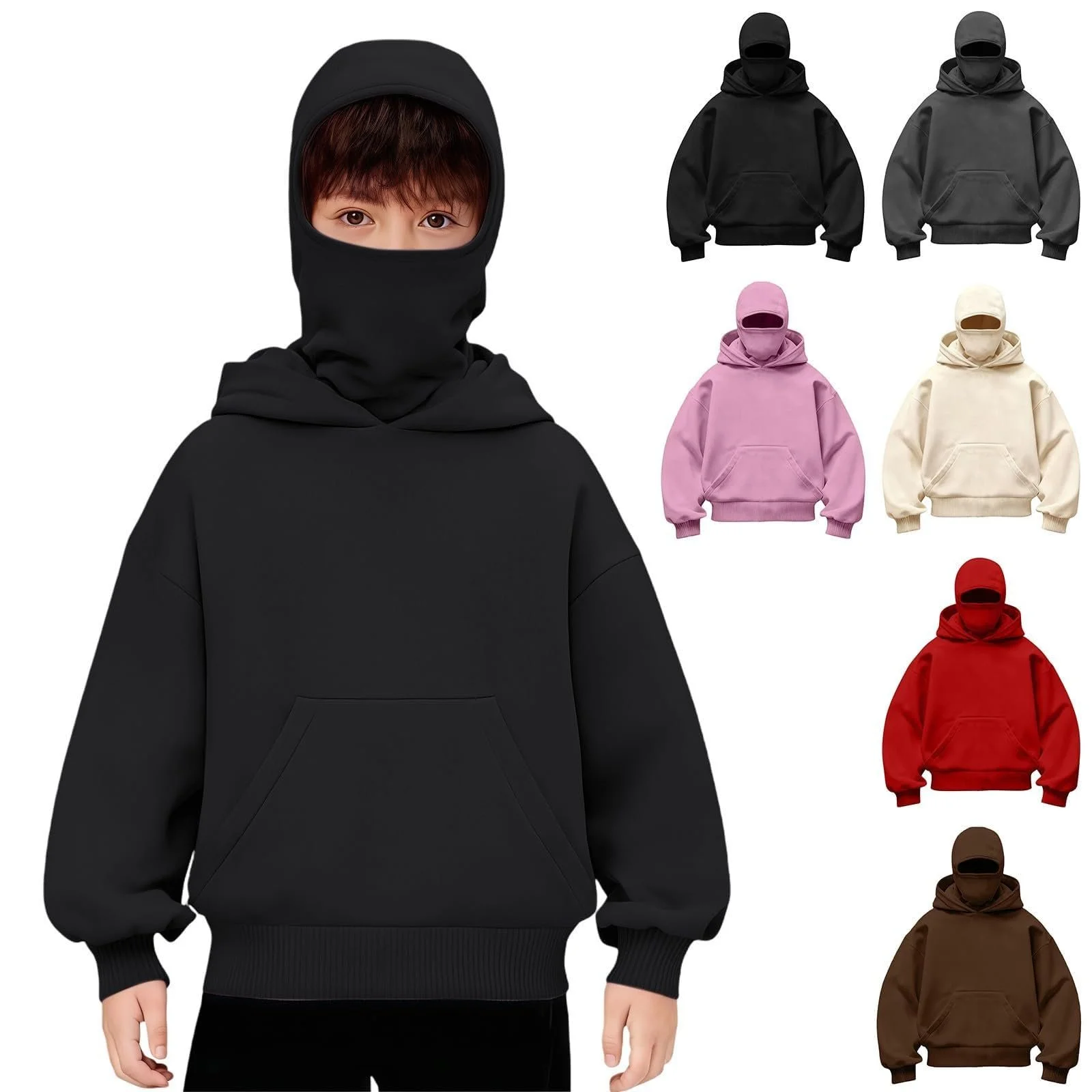 Худі Balaclava Ninja на блискавці Дитяче худі для хлопчиків і дівчаток, фото №1