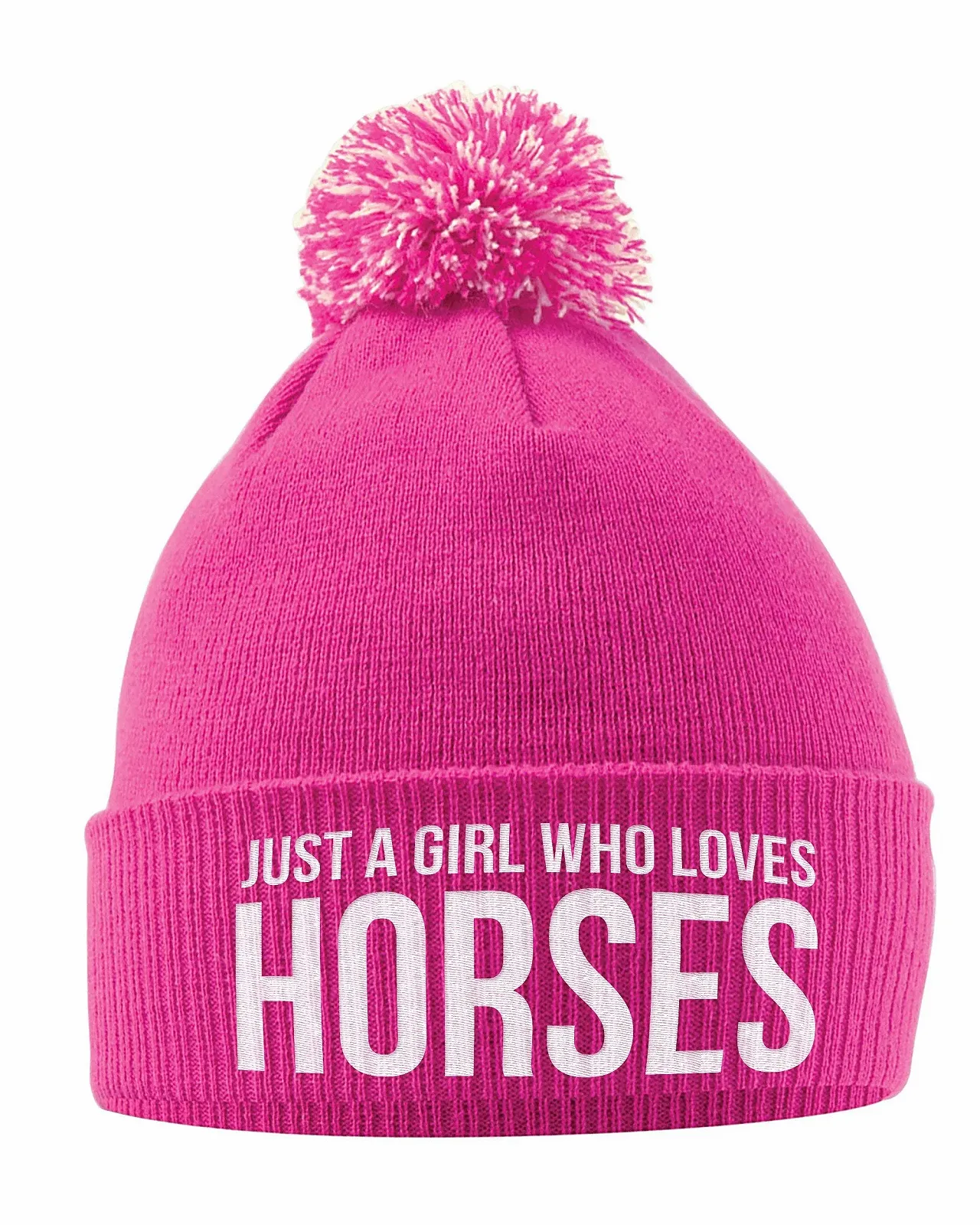 Шапка з помпоном Just A Girl Who Loves Horses, фото №1 Шапка з помпоном Just A Girl Who Loves Horses, фото №1