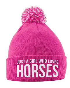 Шапка с помпоном Just A Girl Who Loves Horses - Фото 1