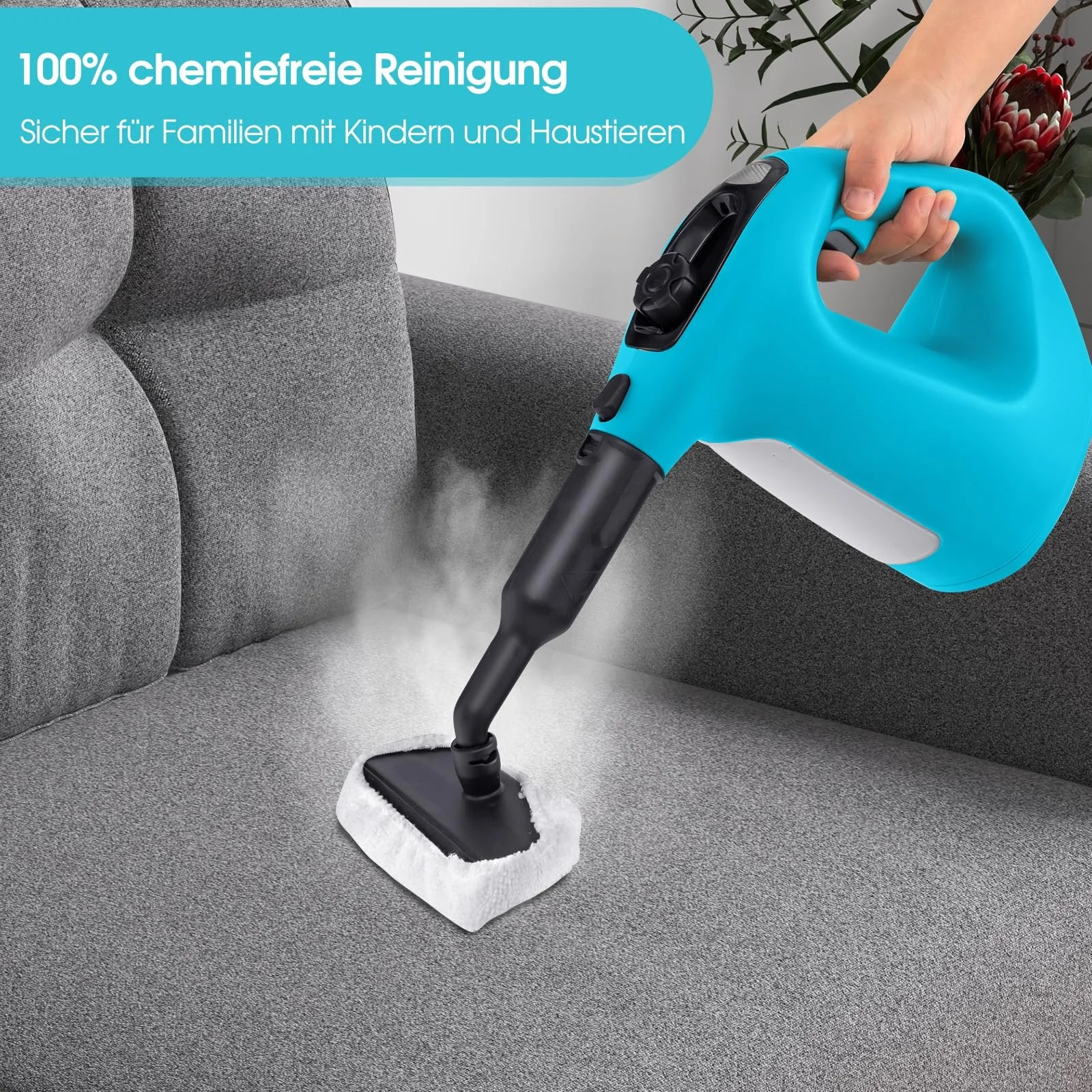 Портативный ручной пароочиститель GOPLUS 1500 Вт 400 мл 2 бар Синий, фото №8